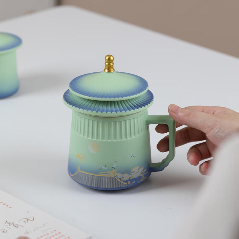 MULTIPOTENT Forbidden City Auspicious Crane Ceramic Tea Set & Sandalwood Gift