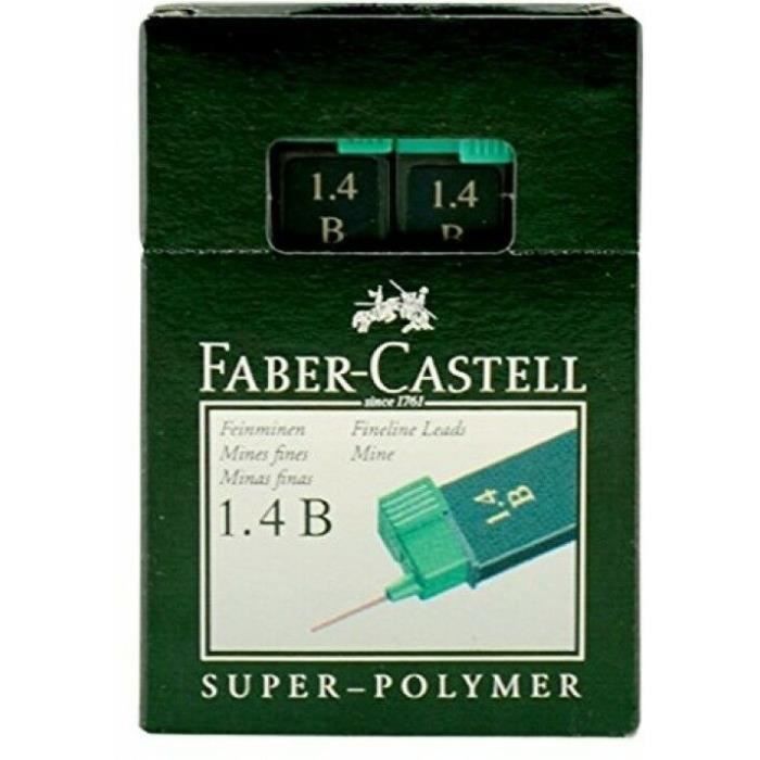 Faber Castell - Mina Super-Polymer 1.4 Mm B Box of 6 Pieces - 12 Boxes of 6 Pieces