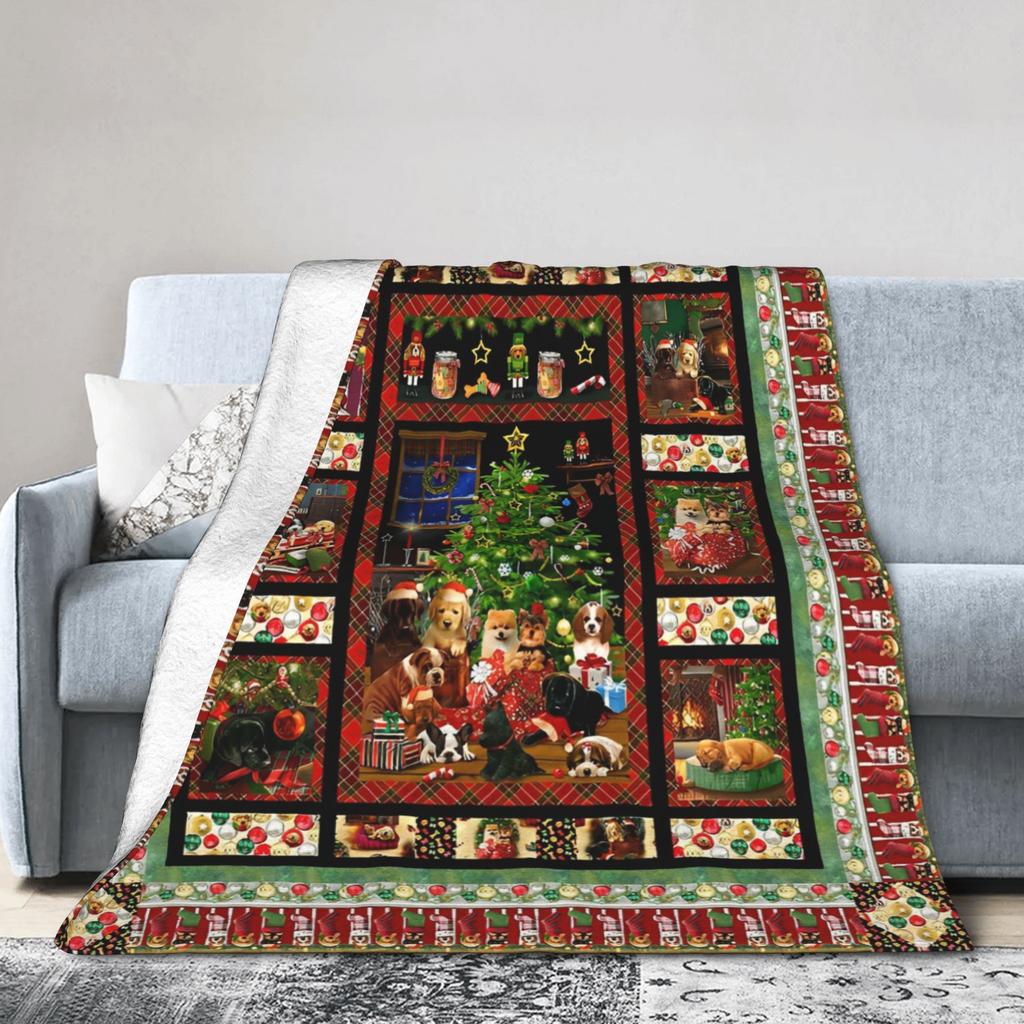 Red Truck Christmas Fleece Throw Blanket Nordic Merry Christmas New Year Blanket for Home Outdoor Super Warm Plush Thin Quilt