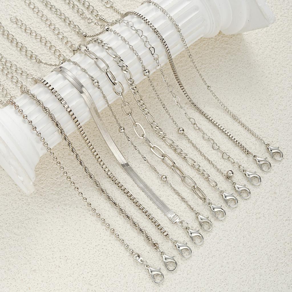 iF ME Retro Silver Chain Bracelet Set Heart Snake Bone Bracelets for Women Jewelry Accessories