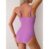 Plain Ruched V Neck Swimsuit 2025 Women One Piece Solid Swimwear Beachwear Summer Female Bather Swimming Swim Bodysuit Monokini