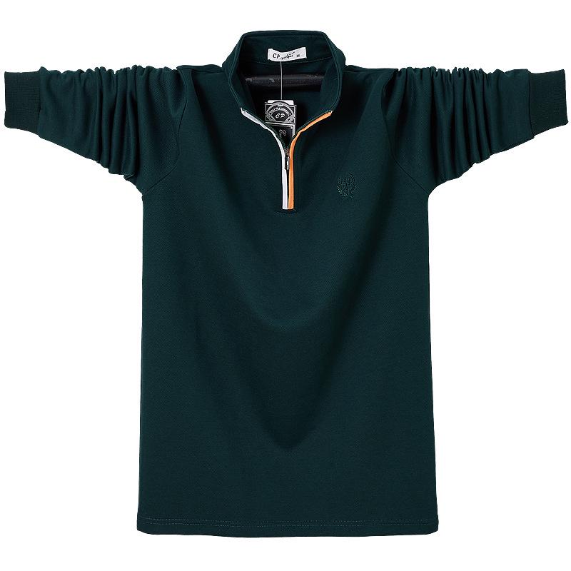 2024 Men's Plus Size Stand Collar Long Sleeve Polo Shirt with Zipper