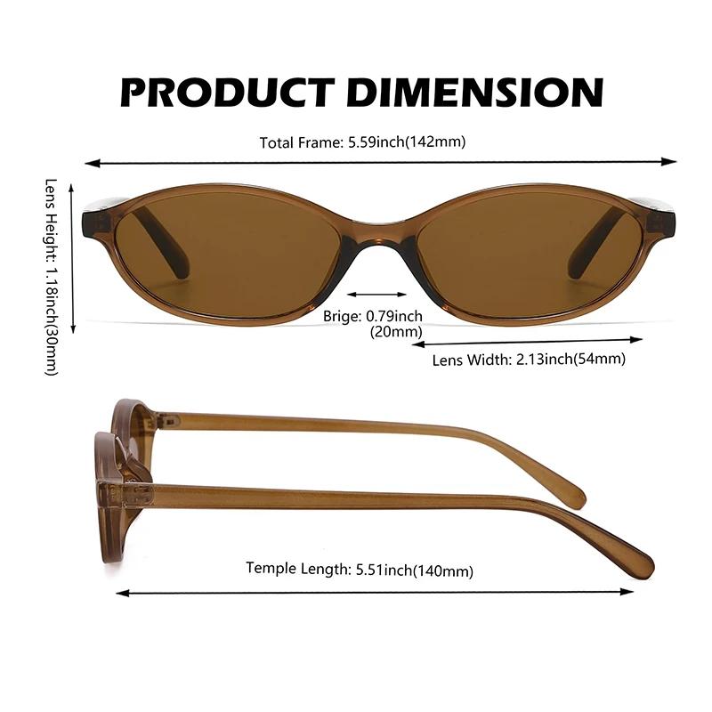 Retro Oval Cat Eye Sunglasses For Women Trendy Small Narrow Sunnies 90S Designer Sun Glasses