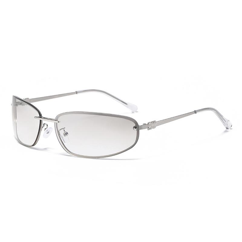 Oval rimless high-end retro sunglasses серебряный