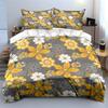 Vintage Yellow White Floral Bedding Set,Grey Background Daisy Flower Print Duvet Cover Set,Gentle Microfiber 3PC For Girls Room