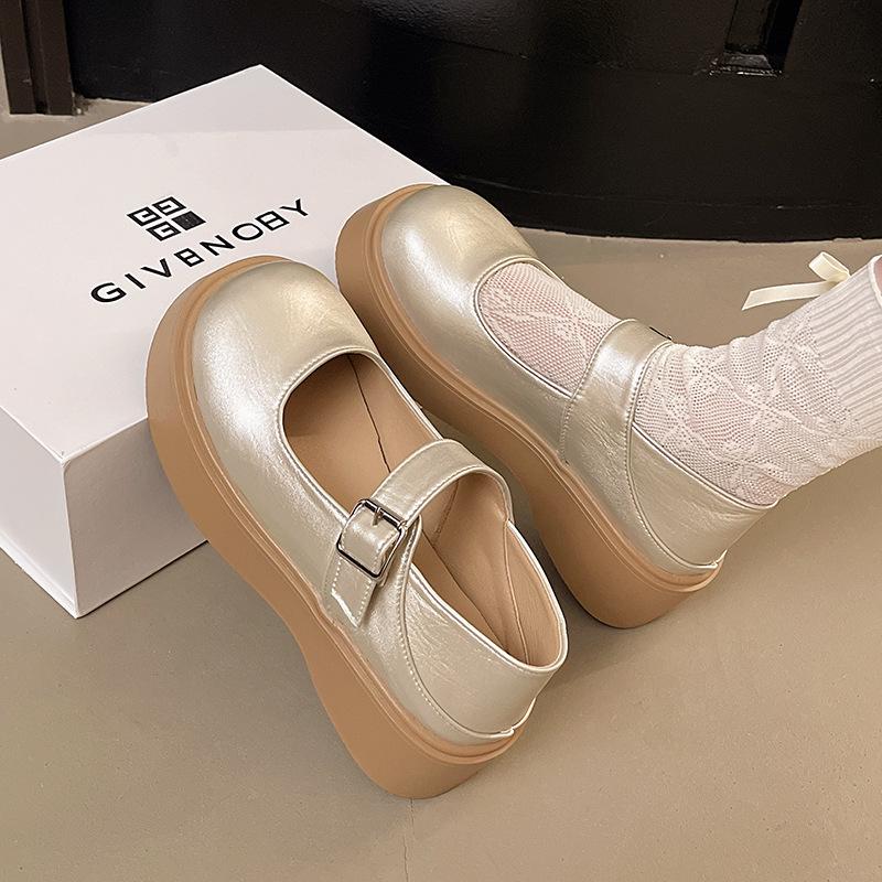 2025 British style Mary Jane women's shoes small height increase small leather shoes women's platform jk single shoes loafers high heels
