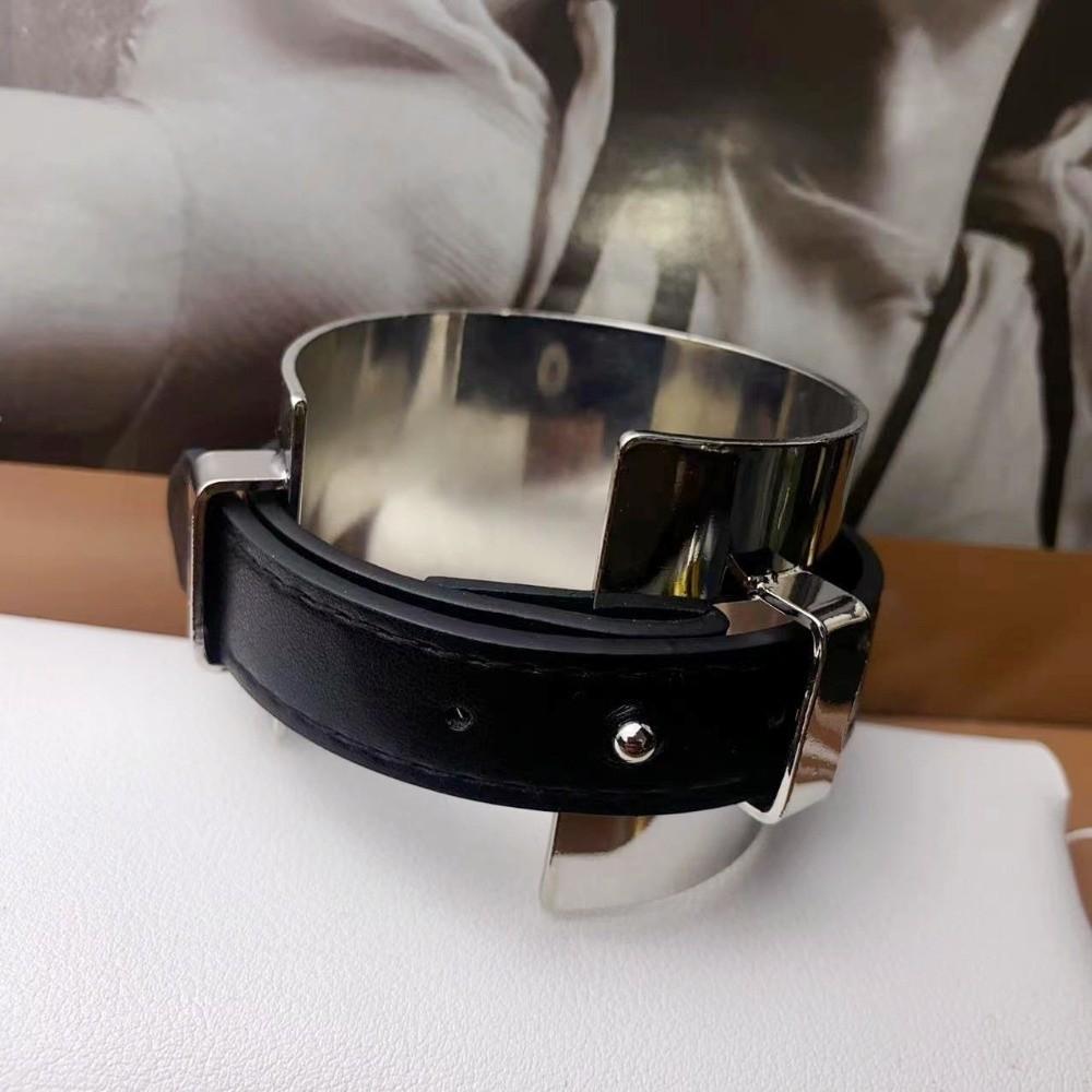 Armlet Belt Buckle Leather Bracelet Golden Women Open Bangle Exaggerated Metal Bangle  Versatile
