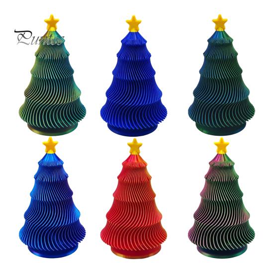 Travel Fidget Gadget 3D Printed Christmas Tree Toy, Lightweight Mini Desktop Ornament, Anxiety Relief Spinner Decompression Hand Toy for And