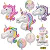 Large Unicorn Balloon Birthday Party Decorative Horse Head Balloon Closed Eyes One-Horned Horse Aluminum Film Balloon