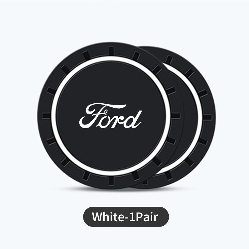 For Ford 2Pcs Car Logo Silicone Coaster Anti-Slip Water Cup Drink Mats Auto Accessories Escort KA Flex Everest KA Expedition