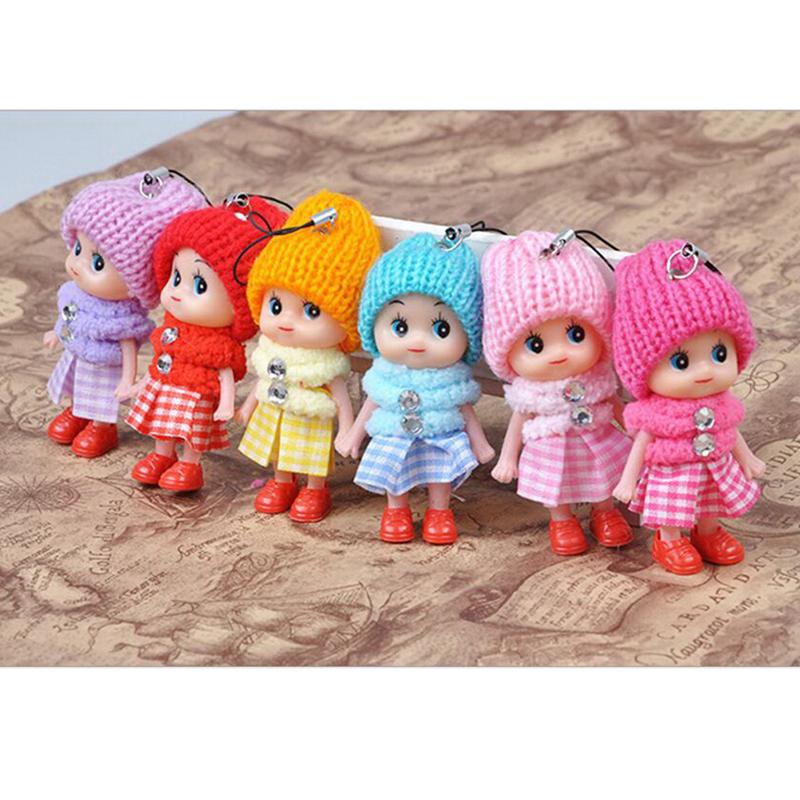 1/6PC Soft Baby Stuffed Toy keyring Cute PVC Toy Kid Plush Dolls keychain Mini Plush Animals key chain baby For girls women Gift