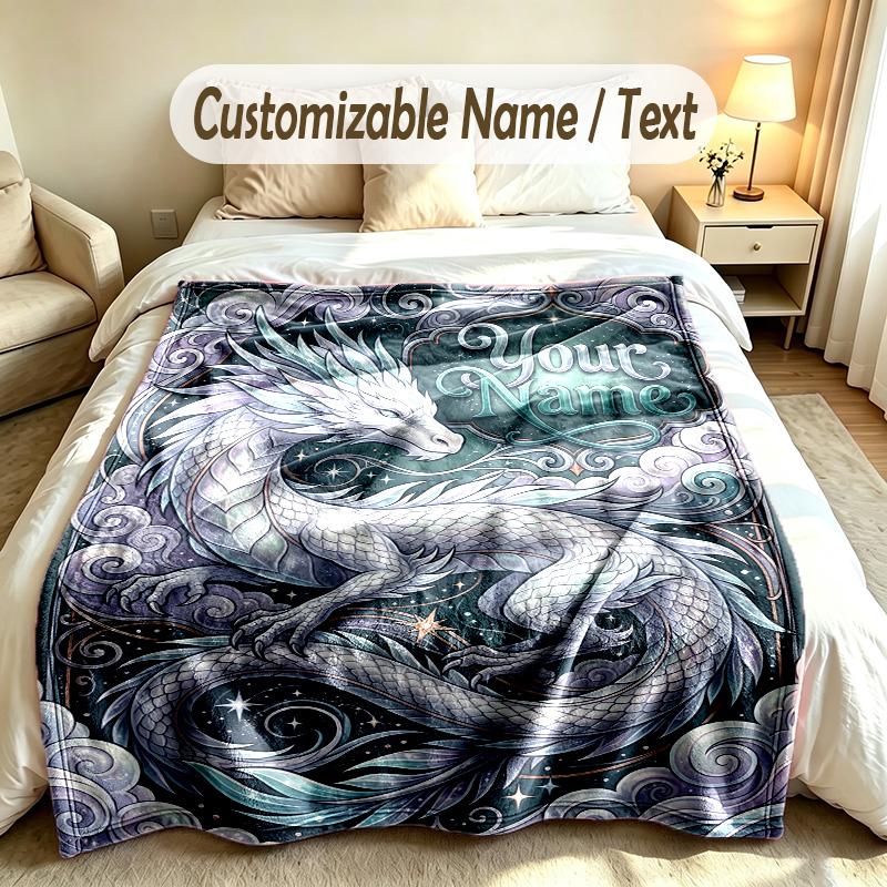Fantasy Magic Theme Custom Blanket Personalized Name & Text Customized Soft Warm Throw Blanket Home Decor