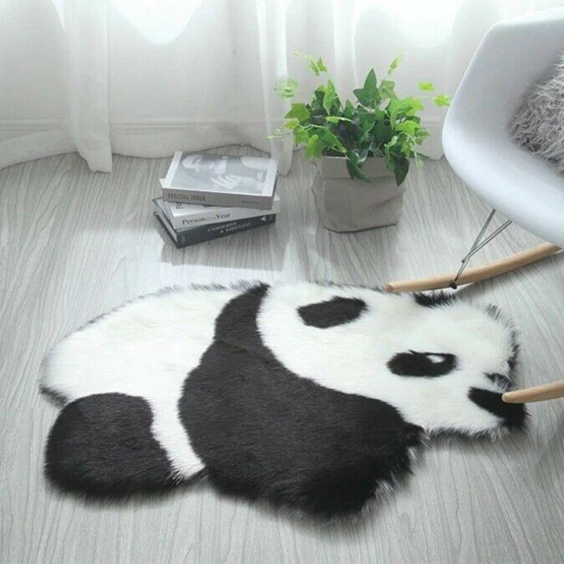 Faux Fur Rug Long-haired Panda Koala Animal-shaped Carpet Mats Living Room Bedroom Rug