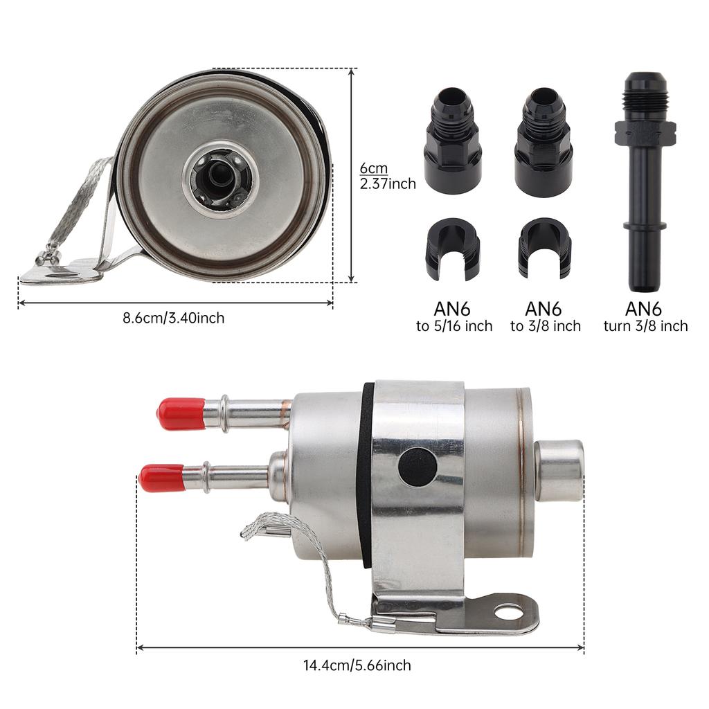 58 PSI Hochdurchfluss Kraftstoffdruckregler Universelle Passform für LS-Motoren mit AN6 Filtersatz Rücklauf-Kraftstoffeinspritzsystem