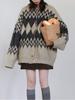 CHICVEN Women's Retro Fair Isle Diamond Pattern Thick Knit Cardigan