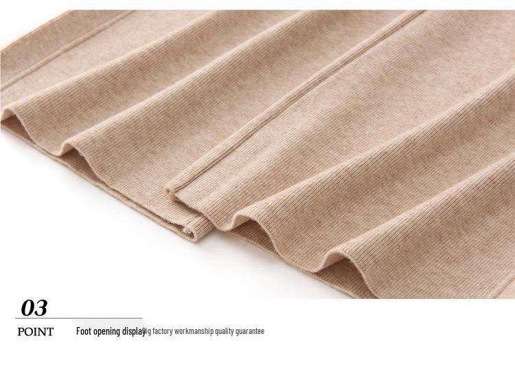 Women's Korean Style High Waist Wide-Leg Knit Pants - Autumn/Winter Fashion, Floor-Length, Straight-Leg Design