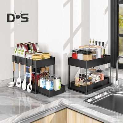 Untertisch-Organizer, Badezimmer-Aufbewahrungsregal, stark, tragfähig, rostfrei, einfach zu installieren, 2-stufiger Schrank-Organizer