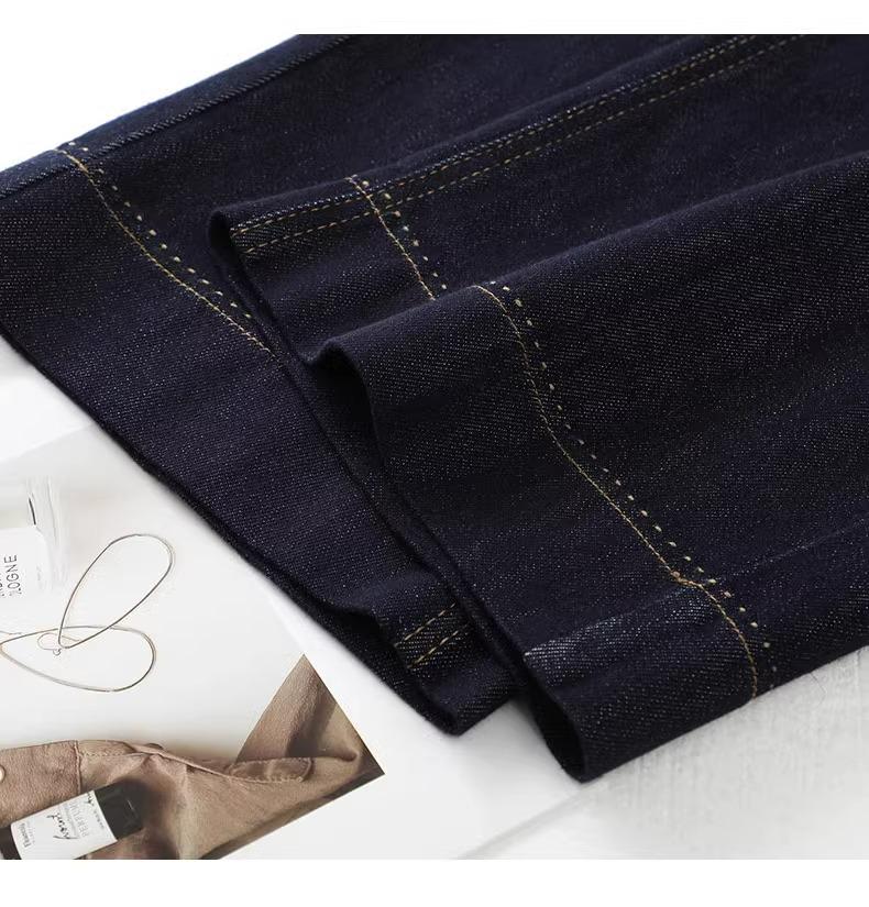 Women's High-Waisted Retro Denim Blue Cropped Wide-Leg Jeans, 2025 Spring/Autumn Collection