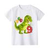 T-rex Dinosaur Birthday T-Shirt ANY AGE White Top Dino Trex Party Tops Cute Dino Boy Girls Birthday Shirts Outfit