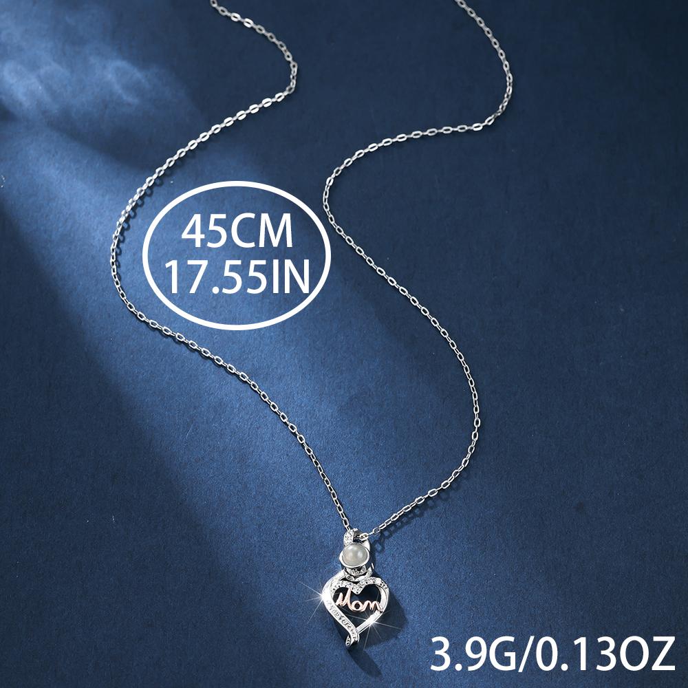 Trendiga Mamma Hjärthänge Halsband För Kvinnor Silver Färg Hundra Språk Halsband Mors Dag Presenter