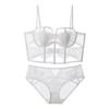 French underwear women's sexy thin eyelashes lace beautiful back underwear soft steel ring large chest small large size bra