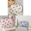 Blue Striped Bear Cosmetic Bag With Quilted Storage For Daily Use And Travel