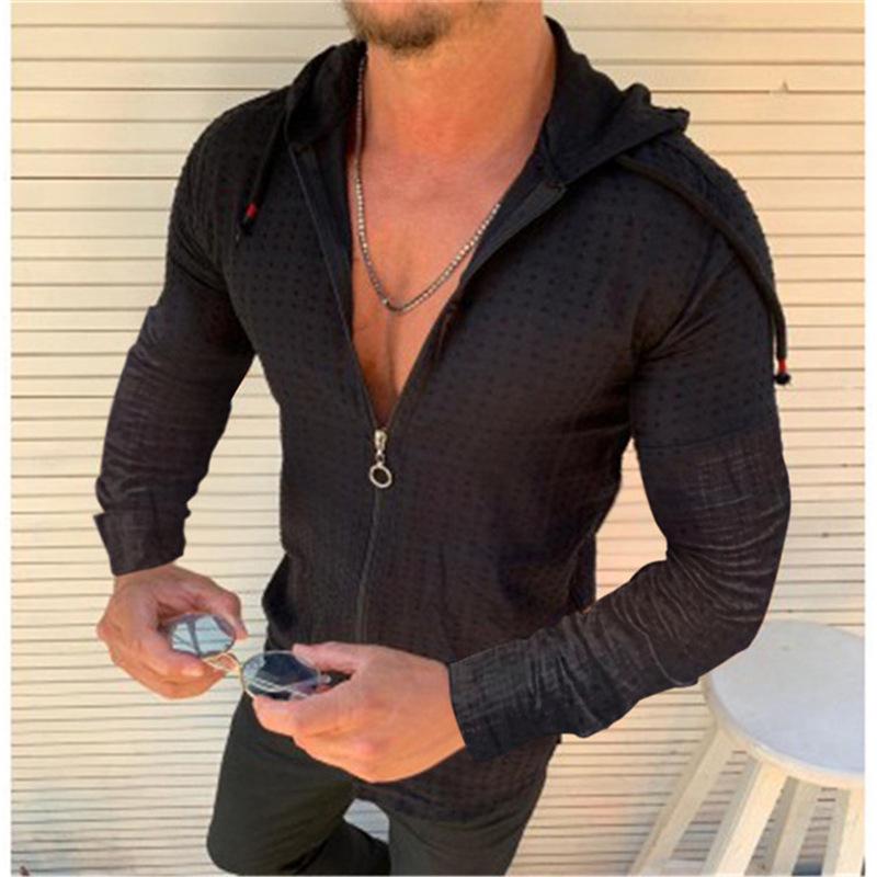 Herren Slim Fit Langarm Hoodie Strickjacke T-Shirt