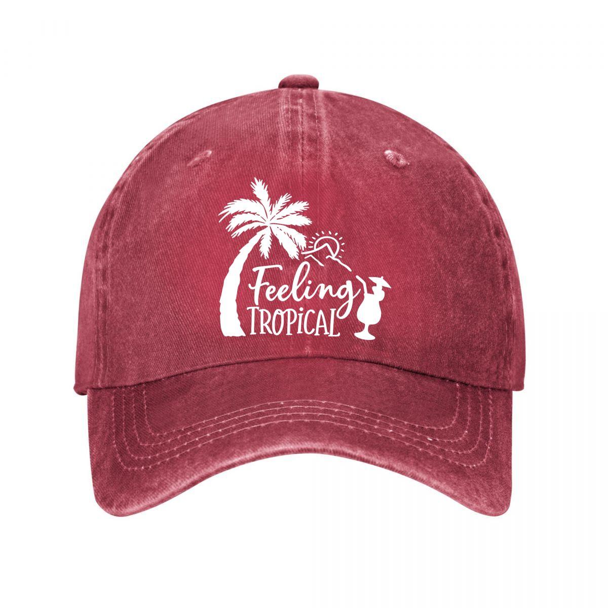 Feeling Tropical Baseball Cap  New Vintage Washed Cotton Baseball Cap Parent Kids Sun Hats Adjustable