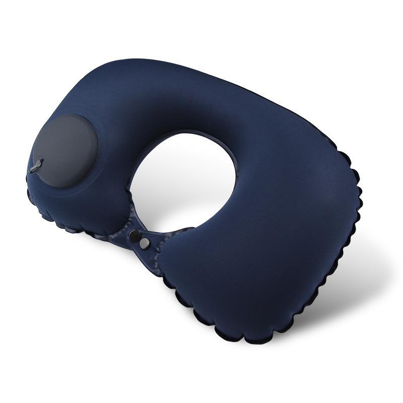 Portable Inflatable U-shaped Neck Pillow for Travel - Milk Silk Press-type for Car & Airplane