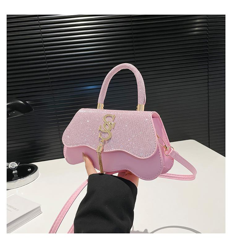 

225 весна и лето новая легкая роскошь пайетки мода простая текстура повседневный дизайн плечо портативный мессенджер маленькая квадратная сумка розовый