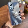 Luxury Bling Rhinestone Heart Ring Bracket Clear Phone Case for Xiaomi 12 Pro,12X,Mi 12 Lite Stand Cover