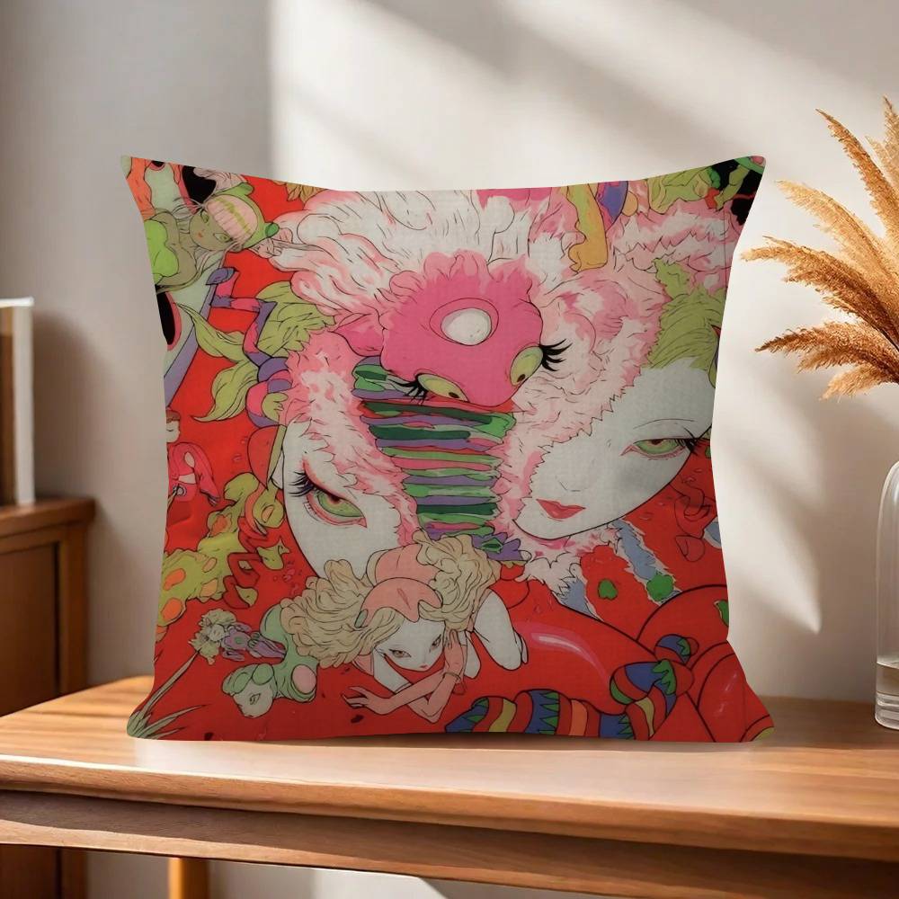 Painting YYoshitaka Amano Art   Pillow Gift Home Office Decoration Bedroom Sofa Car Cushion Cover case 45x45