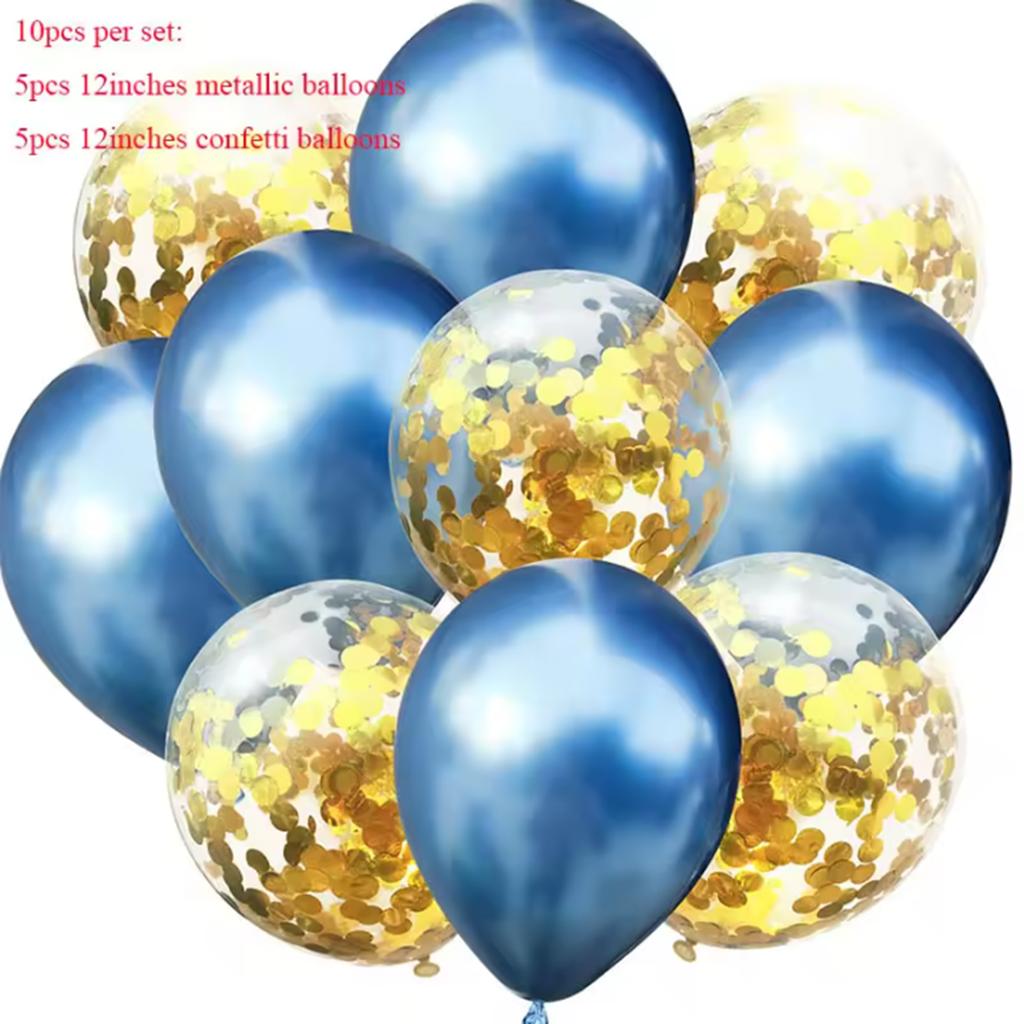 10pcs Mix Black Silver Confetti Balloons Wedding Birthday Party Decoration Metallic Helium Balloon Baby Shower Glitter Globos