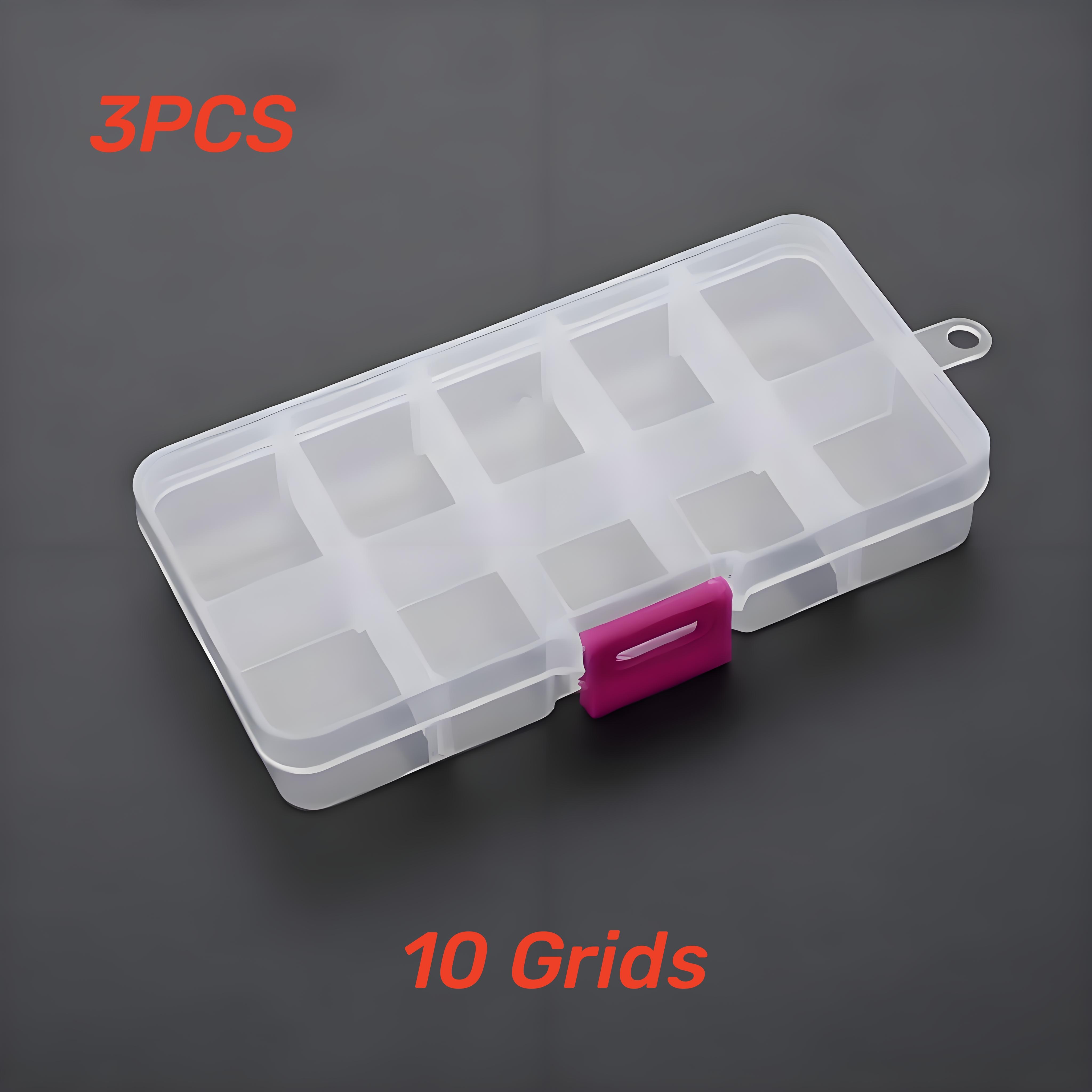 

3 комплекта по 10 отделений, небольшой органайзер для хранения, пластиковая коробка, бусины с предохранителем для ногтей 10 Grids White