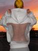 2025 Herbst/Winter Damen Kapuzenpullover mit Netz und Rückenausschnitt, einfarbig