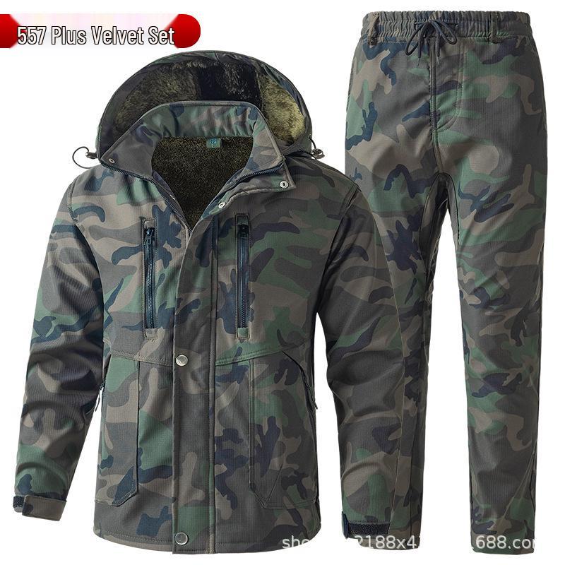 Unisex Autumn/Winter Mountaineering Suit: Velvet-Lined, Durable, Warm, Wear-Resistant Outdoor Workwear.