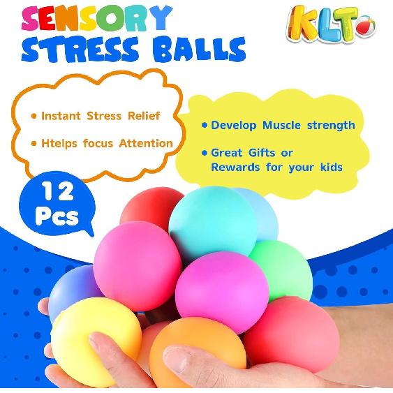 Slowrising Stress Balls for Kids and Adults- 12 Pcs Sensory Balls Fidget Toys for Kids with Autism, Stretch Squishy Balls for Anxiety Relief, Fidget