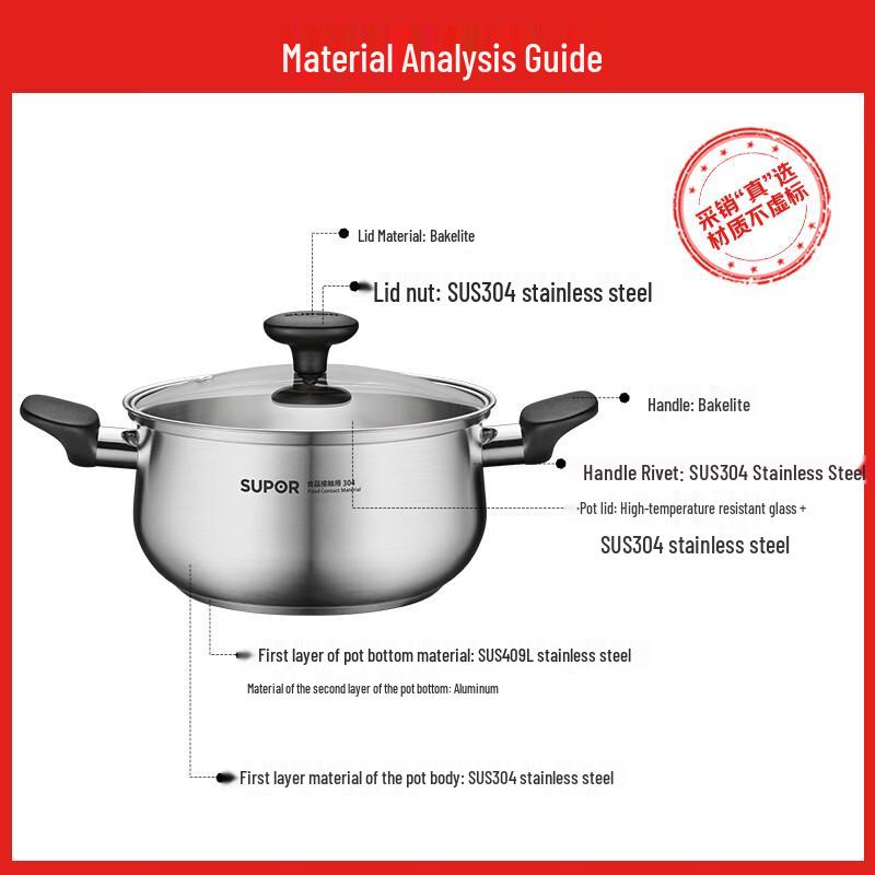 SUPOR 304 Stainless Steel Multi-Purpose Soup Pot