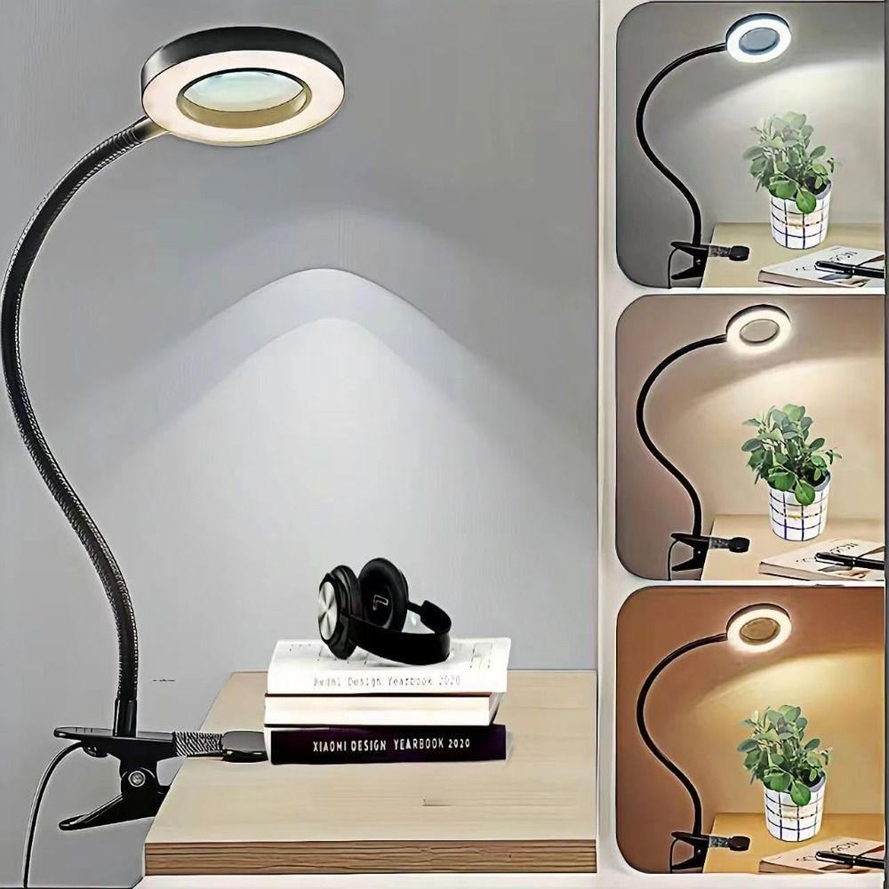 360°Flexible Gooseneck Magnifier with Light 3 Modes Dimmable Lighted Desk Lamp  Electronics Repair