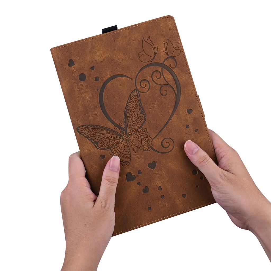 Applicable to Samsung Tab A9 + 11 inch 2026 tablet leather case A11 matte love butterfly embossed card holder