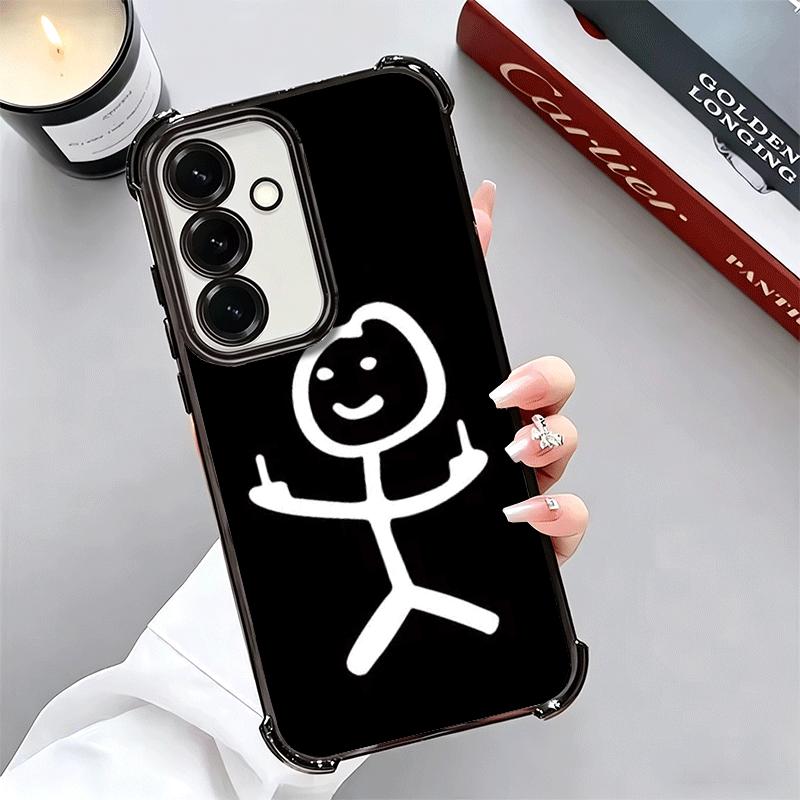 Funny Stickman Matchman Plating Phone Case For Samsung A17 A07 A37 A57 A16 A56 A15 A55 A14 A54 A13 A53 A26 A36 A25 A35 A24 A34 A