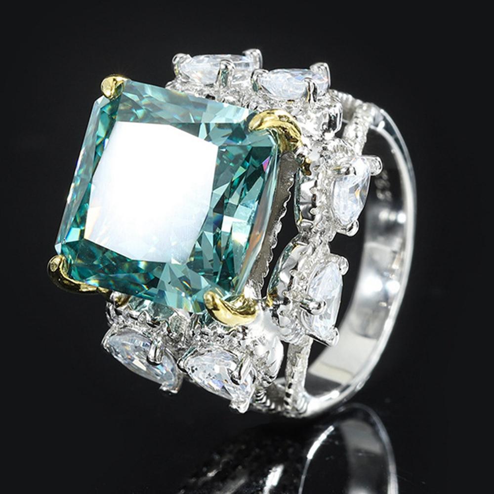 

Модное кольцо с позолотой 18 К, 13*13 мм, необычное яркое граненое кольцо с драгоценным камнем для женщин, подарок на годовщину, ювелирные изделия из стерлингового серебра 925 пробы 9