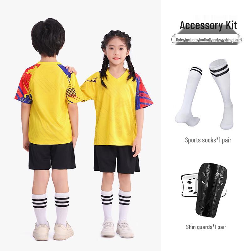Kids' Short Sleeve Soccer Jersey Set with Socks & Shin Guards