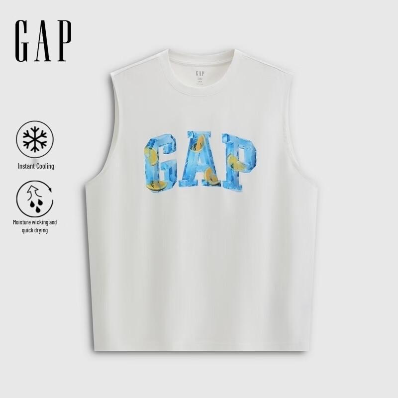 GAP Unisex Logo Print Cooling Performance Tank Top S белый