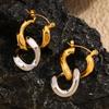 MamacitaSlay Stainless Steel Mixed Color Double-layer Earrings Unique Cool Waterproof Jewelry Women's Charm Statement EarrIings