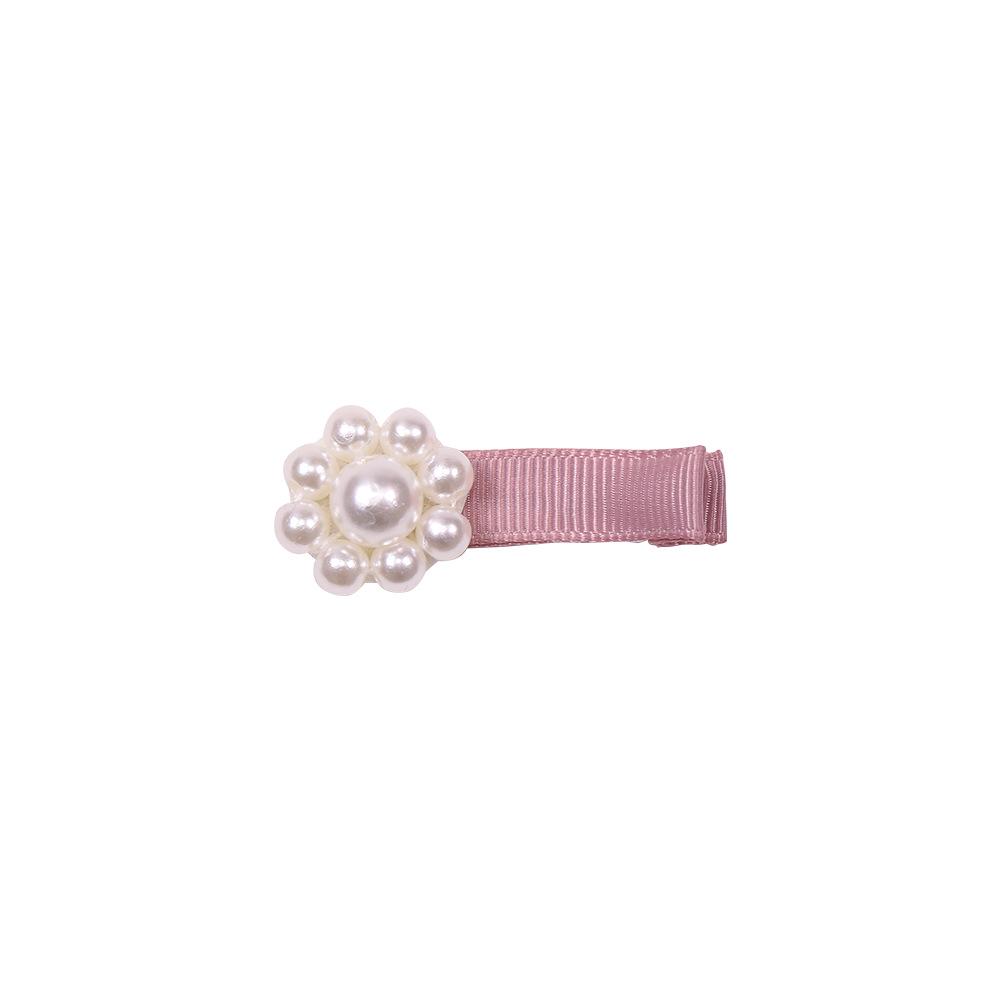 Girls' Handmade Pearl Bow Hairpin and Ribbon Bangs Clip