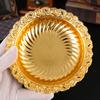 Footed Decorative Fruit Tray Vintage High Gloss Floral Carving Trim Metal Footed Fruit Plate for Snacks Nuts