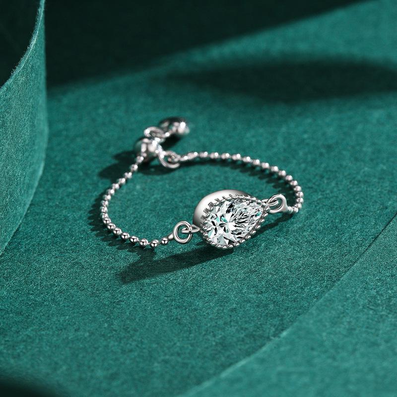 Tancise Classic 925 Sterling Sølv Zircon Ring Dame Smykker Bryllupsløfte Festgave