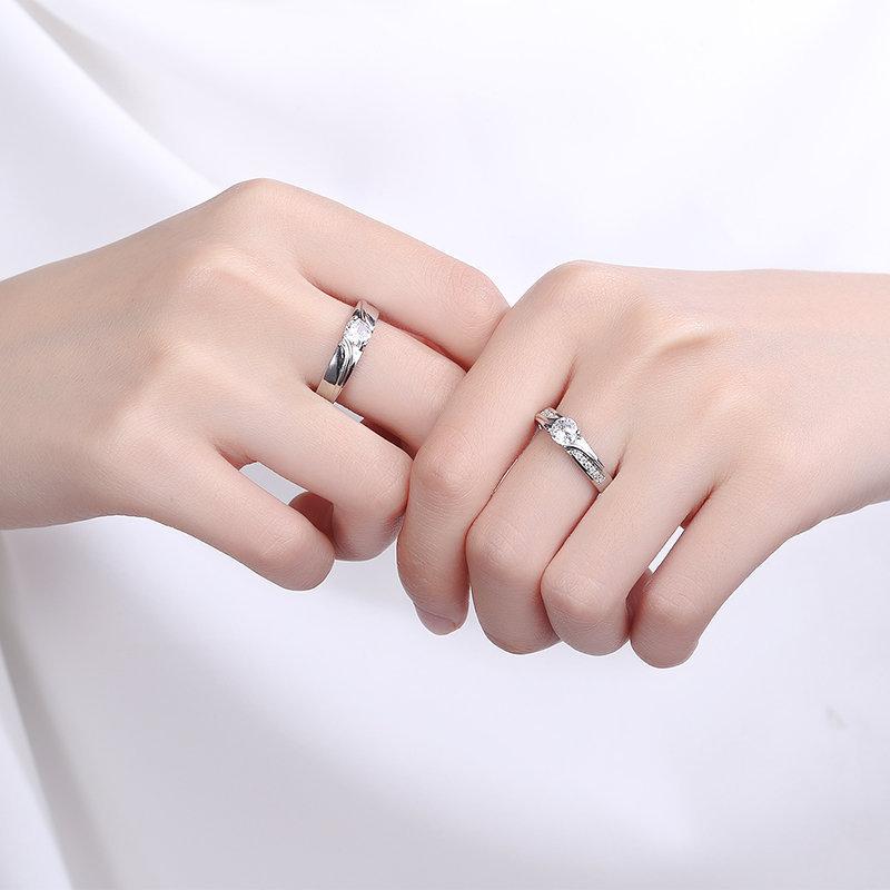 Romantic Couple Wedding Ring For Woman Men 2Pcs Love Heart Zircon Adjustable Rings Fashion Engaged Promise Jewelry Gifts