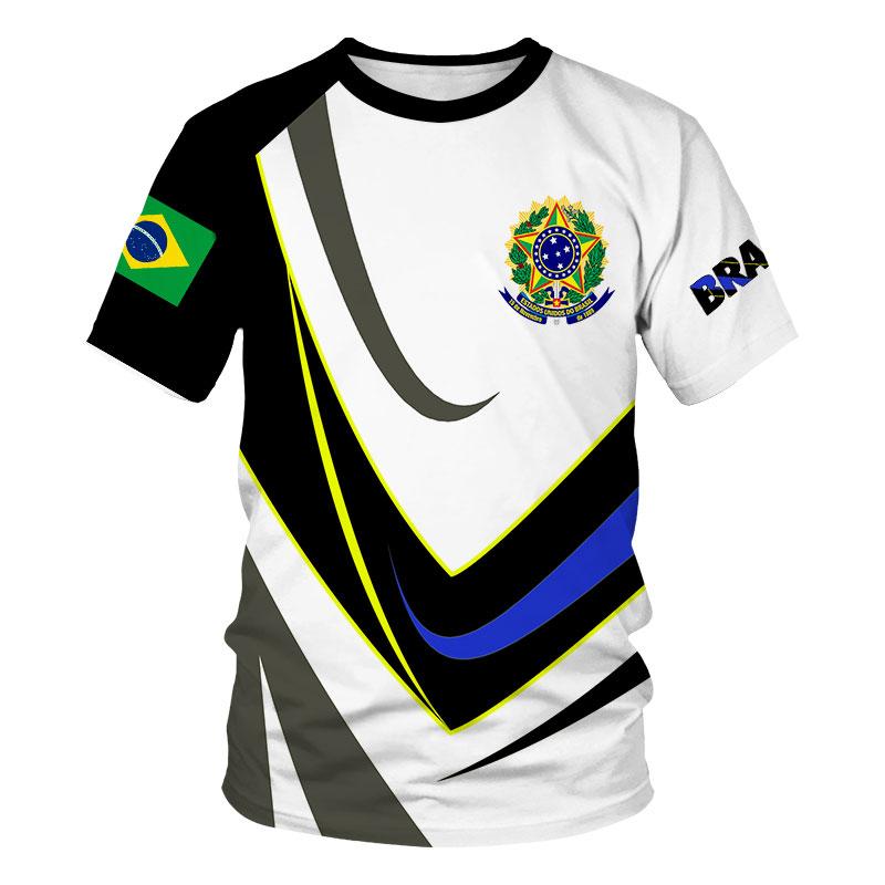 Tshirts 3D Print Brazil Flag National Emblem Summer T Shirt Fashion Kids Casual Boys Girls Round Neck Tshirt Tops Tee Clothes